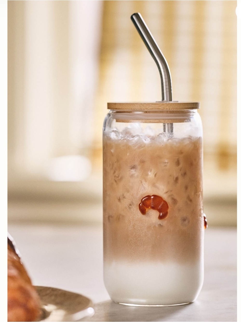 Anthropologie Icon Juice Glass Tumbler with Bamboo Lid & Metal Straw